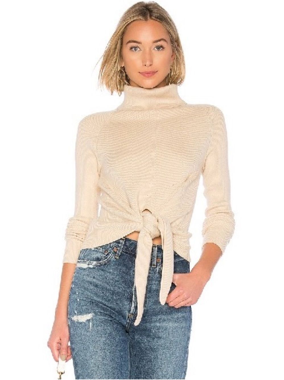 Lovers + Friends Skye Turtleneck Long Sleeve Sweater in Tan Size S